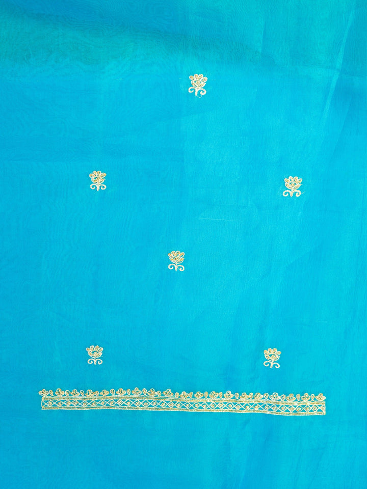 Printed Organza Suit Piece With Zardosi Handwork in