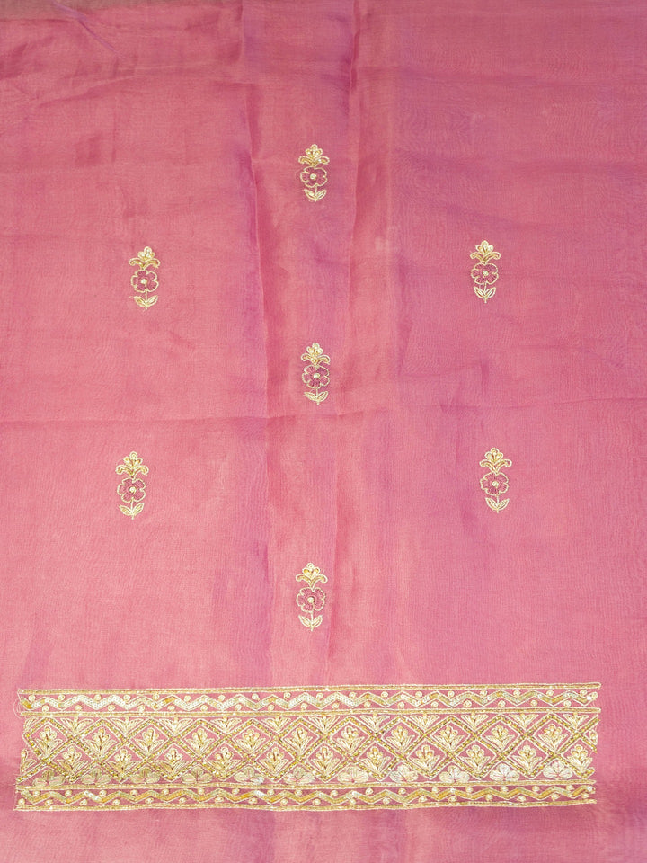 Printed Organza Suit Piece With Zardosi Handwork in Lilac
