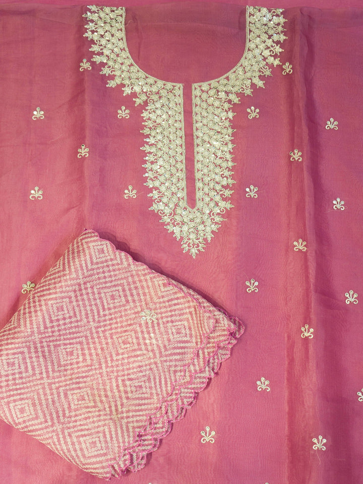 Printed Organza Suit Piece With Zardosi Handwork in