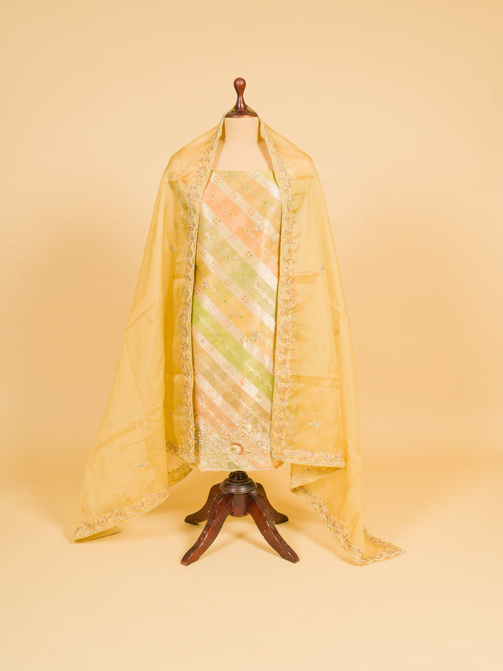 Fancy Organza Suit Piece With Zardosi Work in Yellow