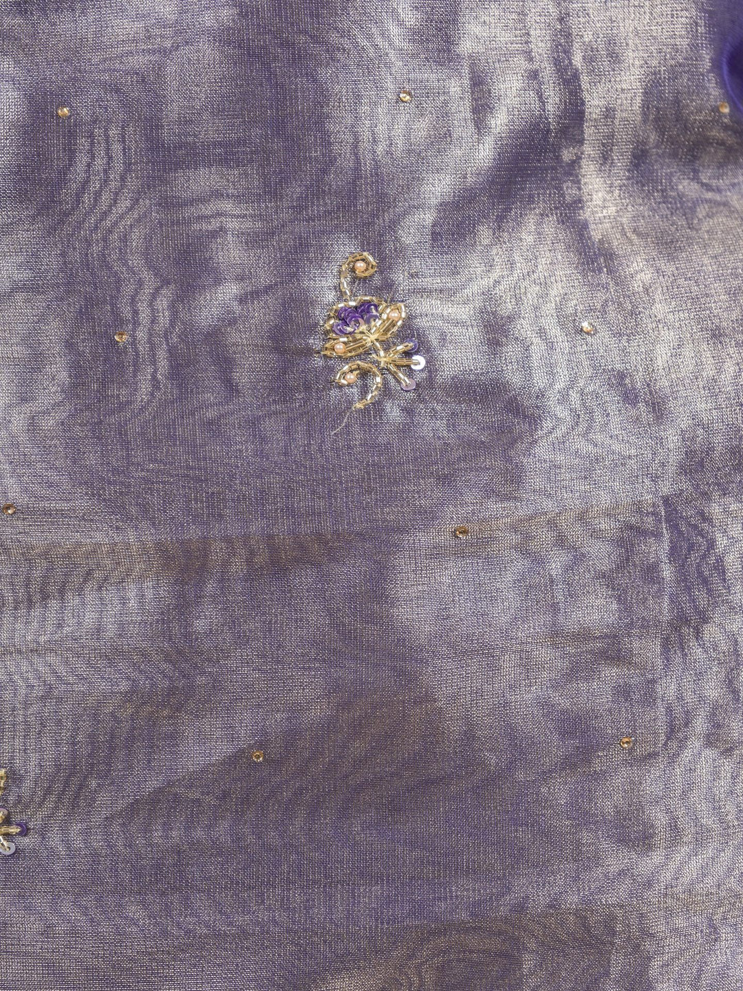 Silk Tissue Suit Piece with Zardozi work in Shaded Purple